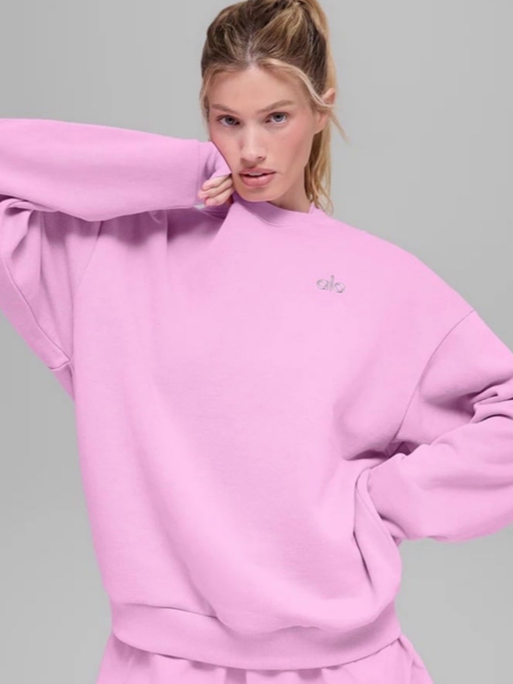 ALO Yoga Women’s Oversized Crewneck Sweatshirt - Candy Heart Pink 🩷 Sold Out!!